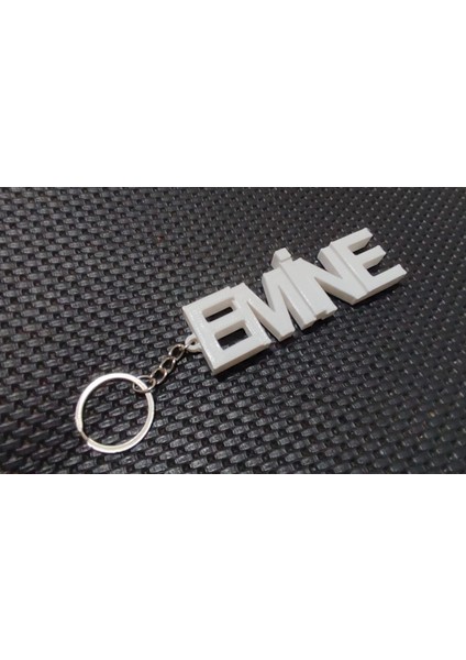 Beyaz İsme Özel Anahtarlık - Beyaz İsimli Anahtarlık - Çanta İsimlik - 3 Boyutlu Anahtarlık - 3D İsim Anahtarlık