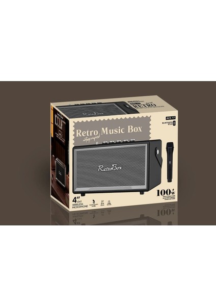 Retro Box Hd Ses Kaliteli Hoparlör Extra Bass Bluetooth Müzik Çalar fiyatları
