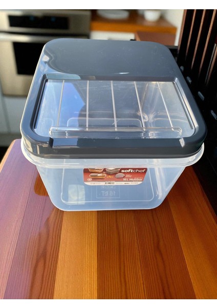 16 Litre Büyük Boy Saklama Kabı – Şeffaf Gövde, Açılır Kapanır Sürgülü Kapak