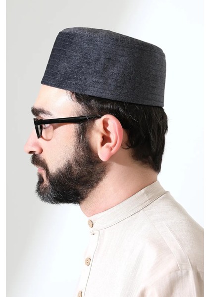 Kapitone Desenli Kadife Kalıp Namaz Takkesi Koyu Gri fırsatları