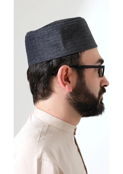 Kapitone Desenli Kadife Kalıp Namaz Takkesi Koyu Gri indirimleri
