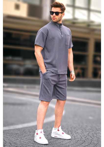 Füme Fermuarlı Erkek Şort Takımı 5947 fiyatları
