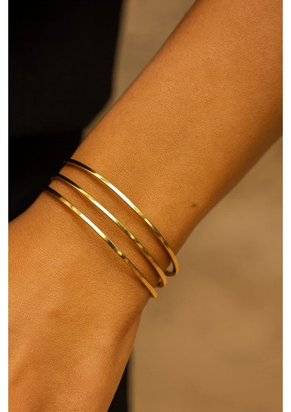 Çelik Gold Renk 3'lü Ajda Bilezik