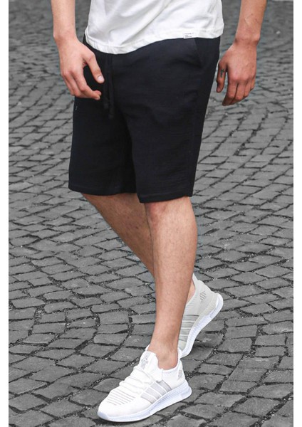 Siyah Basic Keten Erkek Şort 6506