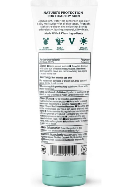 Daily Mineral Güneş Kremi SPF30 | Organik & Temiz Içerikli Fiziksel Koruyucu | Beyaz Iz Bırakmaz | Yüz ve VÜCUT İÇIN | 118ML fiyatları