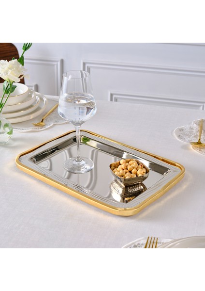 Ring Dekoratif Tepsi Gold 37X25 cm fiyatları