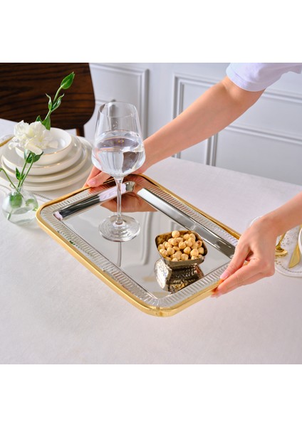 Ring Dekoratif Tepsi Gold 37X25 cm modelleri