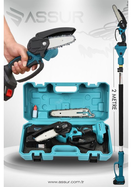 18V Çift Akülü Ağaç Dal Kesme Budama Testeresi & Teleskopik Kollu modelleri