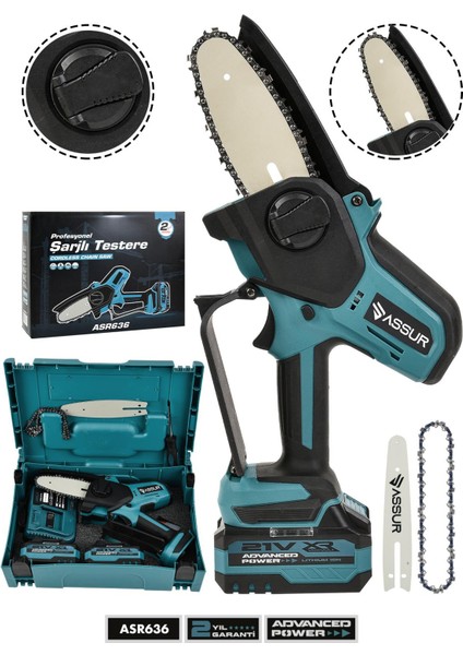 21V Çift Akülü Ağaç Odun Dal Kesme Şarjlı Budama Testeresi