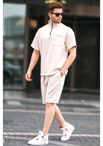 Bej Fermuarlı Erkek Şort Takımı 5947 fiyatları