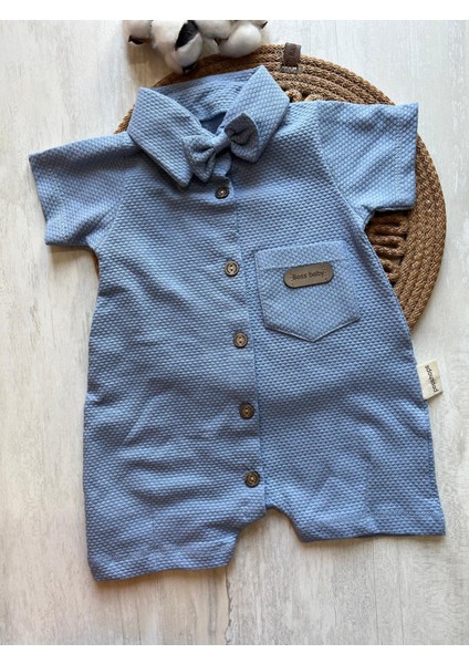 Fukukum Baby Erkek Bebek Papyonlu Gömlek Yaka Düğmeli Cep Detaylı Tulum