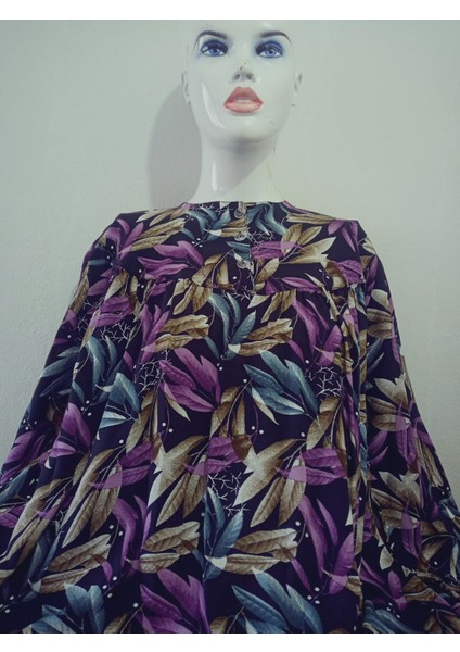 Robadan Uzun Kollu %100 Viskon Basma Çiçekli Anne Elbise, Namaz Elbisesi