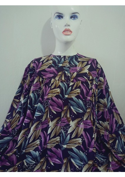 Robadan Uzun Kollu %100 Viskon Basma Çiçekli Anne Elbise, Namaz Elbisesi