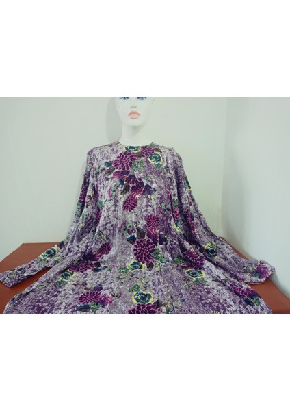 Robadan Uzun Kollu %100 Viskon Basma Çiçekli Anne Elbise, Namaz Elbisesi fırsatları