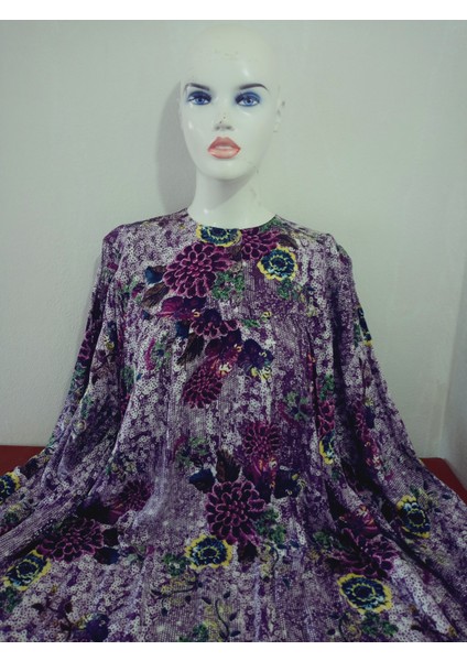 Robadan Uzun Kollu %100 Viskon Basma Çiçekli Anne Elbise, Namaz Elbisesi indirimleri