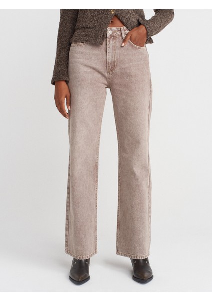 72034 Kar Yıkama Renkli Denim Pantolon-Kahve fırsatları