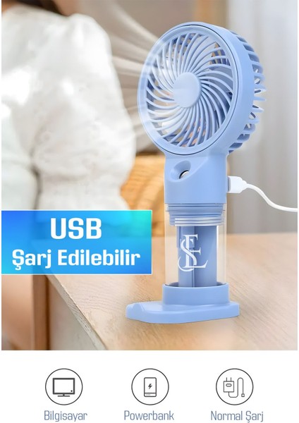 Su Püskürtmeli Serinletici Sprey El Fanı (Mavi/pembe/yeşil)