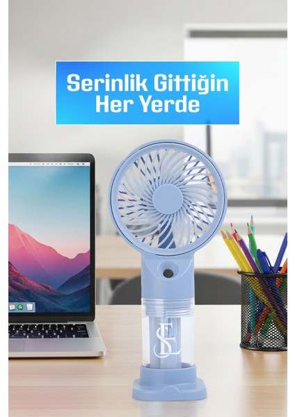 Su Püskürtmeli Serinletici Sprey El Fanı (Mavi/pembe/yeşil)