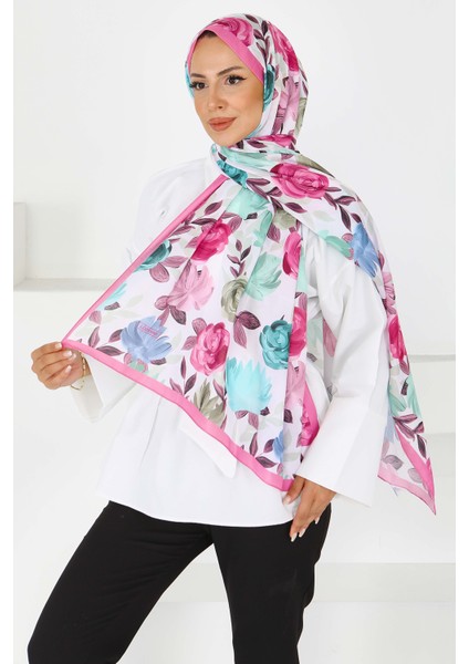 Flower Serisi Rose Lily Desenli Şal Fusya - 27594 fırsatları