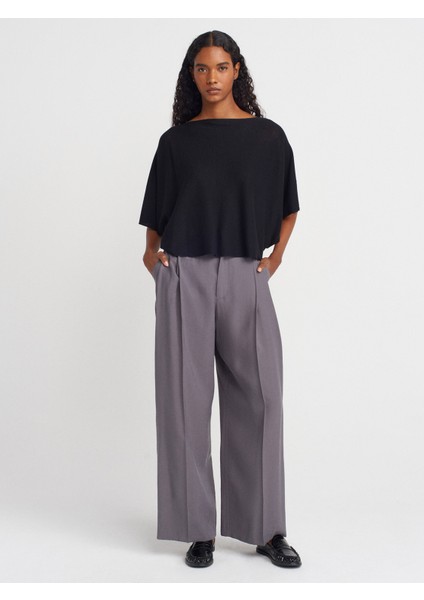 10789 Kayık Yaka Yarasa Kol Ince Triko Bluz-Siyah fırsatları