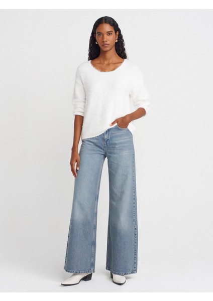 10806 Kayık Yaka Yumuşak Dokulu Triko Kazak-Ekru fırsatları