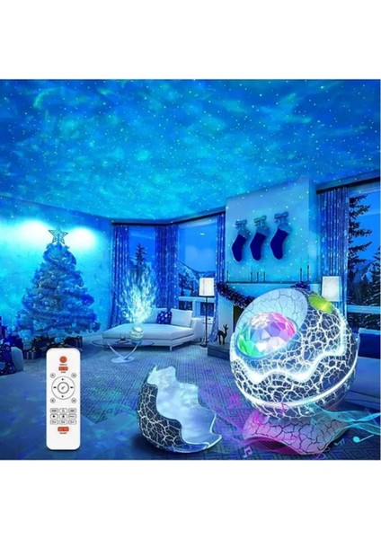 Dinazor Yumurta Galaksi Işık Projektörü Kumandalı Gece Lambalı Yıldızlı Atmosfer Bluetooth Hoparlör fırsatları