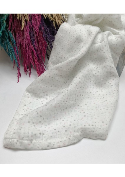 Soft Puantiyeler Desen Müslin Örtü ve 3'lü Mendil Seti