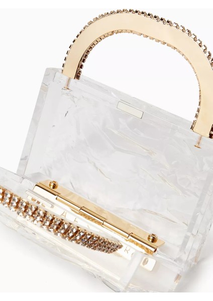 Mini Leon Crushed Ice Akrilik Çanta Kristal Saplı Lüks El Çantası modelleri