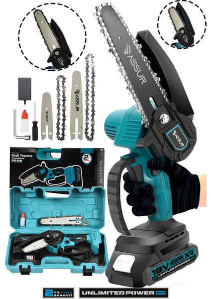 18V Çift Akülü Ağaç Odun Dal Budama Testere