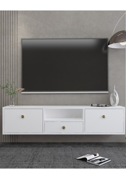1301DROPDD-1 Tv Sehpası Beyaz-Altın Kulp fiyatları