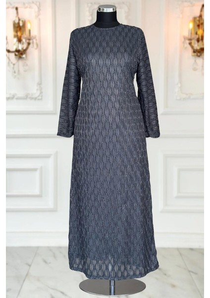 Mahi Dantel Abiye Elbise Antrasit