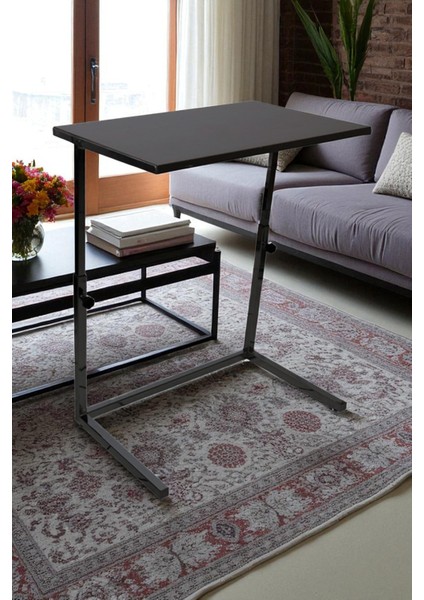 Yükseklik Ayarlı Çok Amaçlı Zigon Fonksiyonel Laptop Sehpası - Siyah