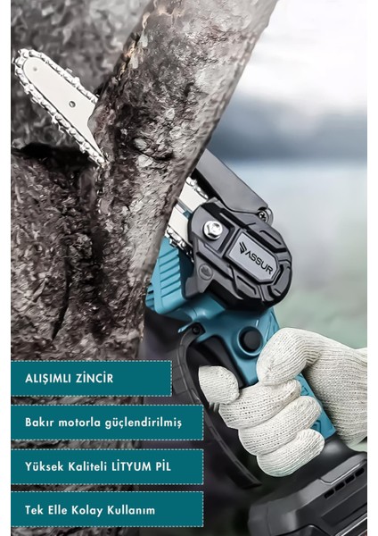 18V Çift Akülü Ağaç Odun Dal Budama Testere modelleri