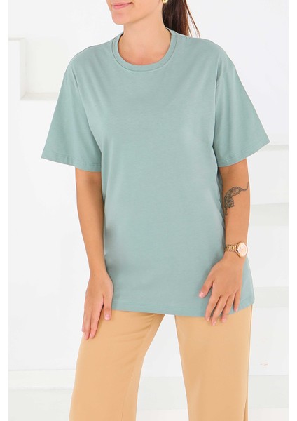 Basic Mint Kısa Kollu Kadın T-Shirt -27346 fiyatları