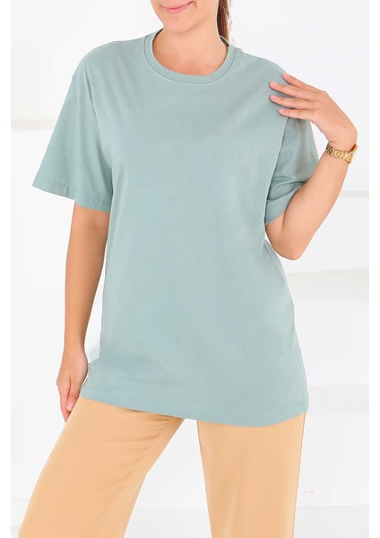 Basic Mint Kısa Kollu Kadın T-Shirt -27346 modelleri