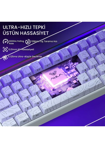HERO 68 He Manyetik Klavye Rapid Trigger Dragon King Switch 8000Hz Rgb Neon Tkl Hot Swap Oyuncu Klavyesi Mor indirimleri