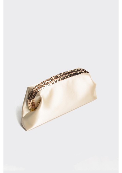 Bej Saten Gold Payet Detaylı Clutch Abiye Çanta fırsatları