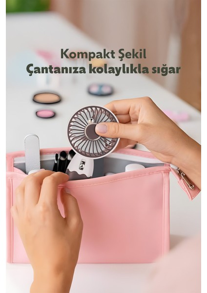 Güçlü Parvaneli Telefon Tutucu Renkli Mini El Fanı Taşınabilir Şarjlı Taşıma Ipli Vantilatör