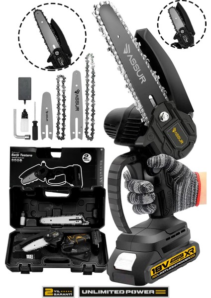 18V Çift Akülü Ağaç Odun Dal Budama Testere