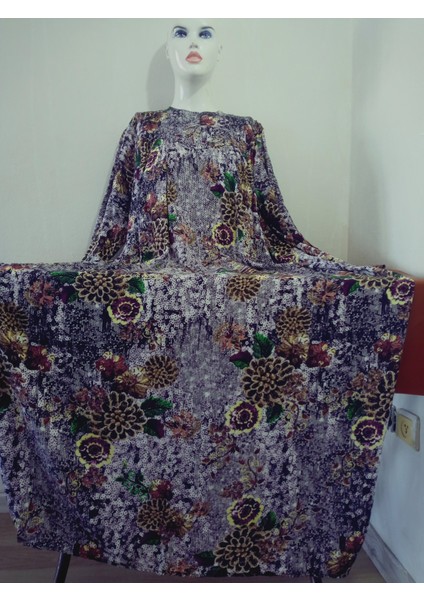 Robadan Uzun Kollu %100 Viskon Basma Çiçekli Anne Elbise, Namaz Elbisesi