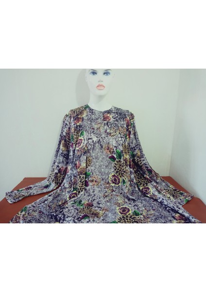 Robadan Uzun Kollu %100 Viskon Basma Çiçekli Anne Elbise, Namaz Elbisesi fiyatları