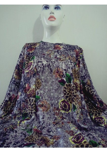 Robadan Uzun Kollu %100 Viskon Basma Çiçekli Anne Elbise, Namaz Elbisesi modelleri