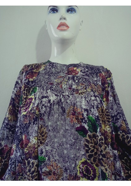 Robadan Uzun Kollu %100 Viskon Basma Çiçekli Anne Elbise, Namaz Elbisesi indirimleri