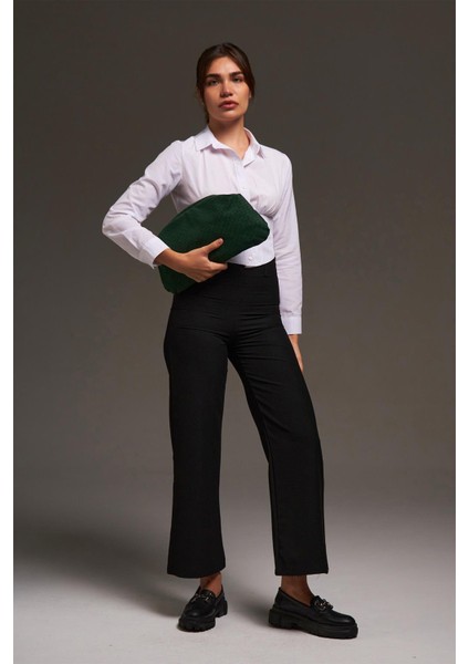 Yeşil Süet Deri Örgü Detaylı Portföy Clutch Çanta fiyatları