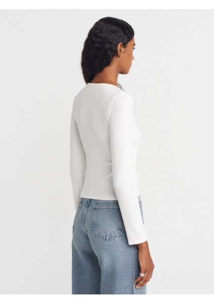 31548 Düğme Detaylı Büzgülü Top-Ekru fiyatları