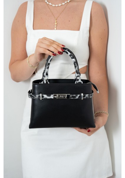 Leopar Siyah SP1149 Kadın El Çantası