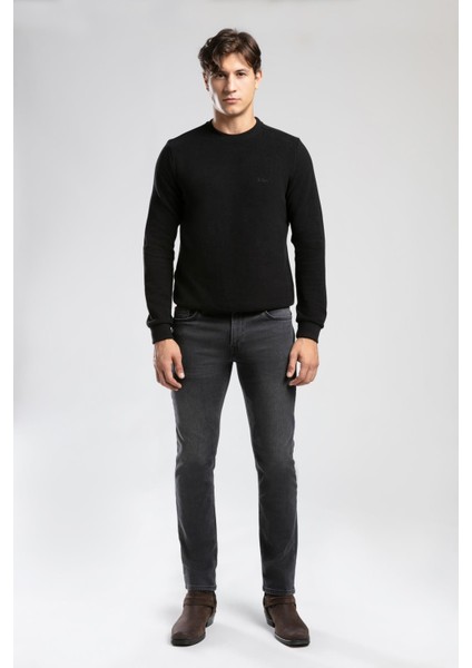 Newdwade Erkek O Yaka Sweatshirt Siyah