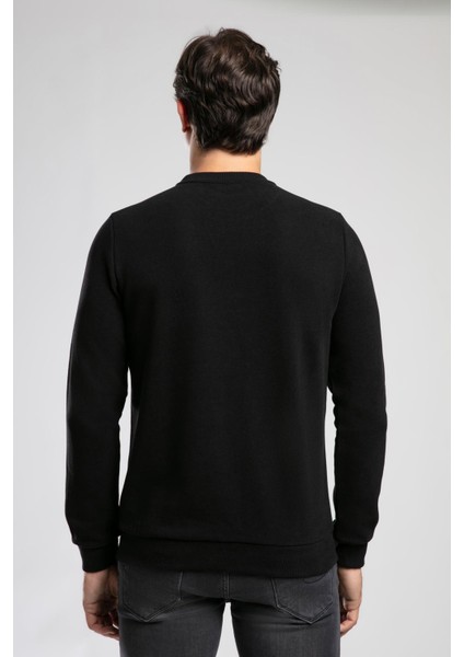 Newdwade Erkek O Yaka Sweatshirt Siyah modelleri
