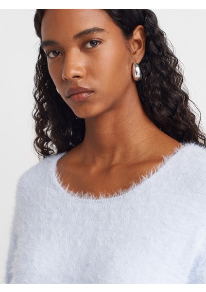 10806 Kayık Yaka Yumuşak Dokulu Triko Kazak-Mavi modelleri