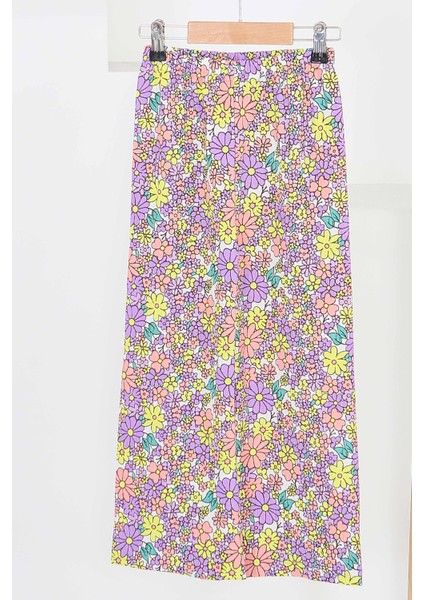 Kız Çocuk Lila Desenli Pantolon - 27580